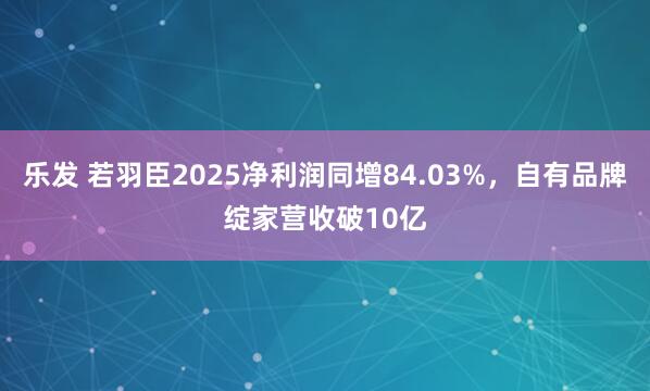 乐发 若羽臣2025净利润同增84.03%,自有品牌绽家营收破10亿